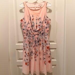 Floral Pink and Orange Sleeveless Dress